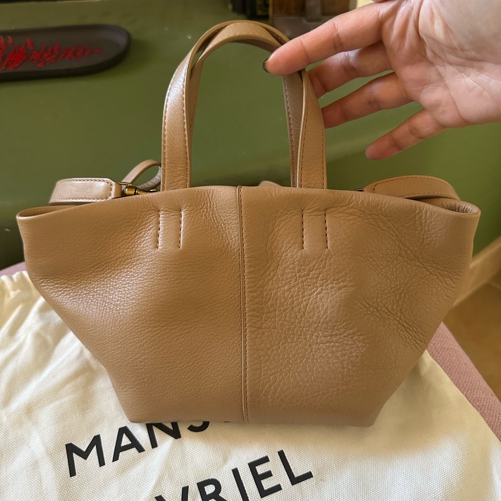 Mansur Gavriel mini Tulipiano Tan Leather Tote Bag